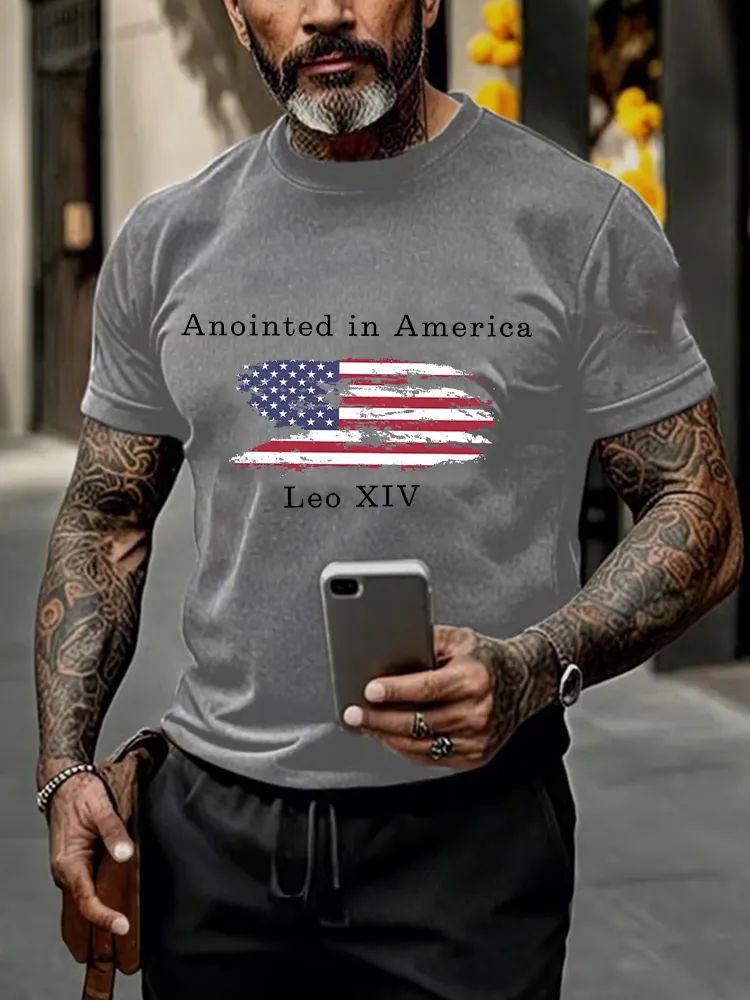 Men'S Anointed in America Pope Leo Xiv 267th Pope Printed T-Shirt