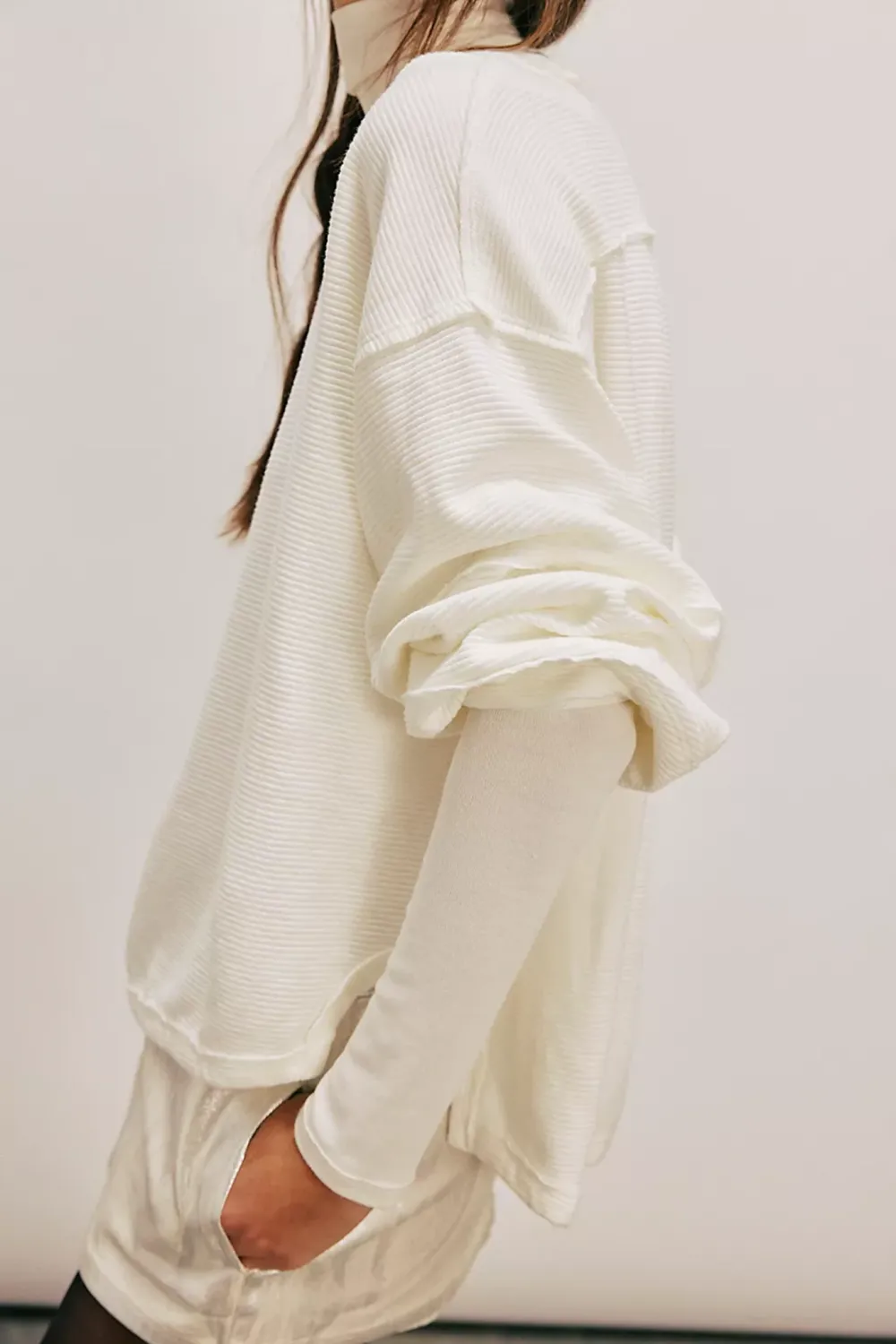 Ribbed Crew Neck Sweatshirt