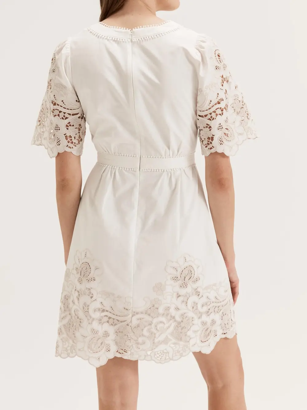 White Burnt Out Hollow Pattern Mini Dress
