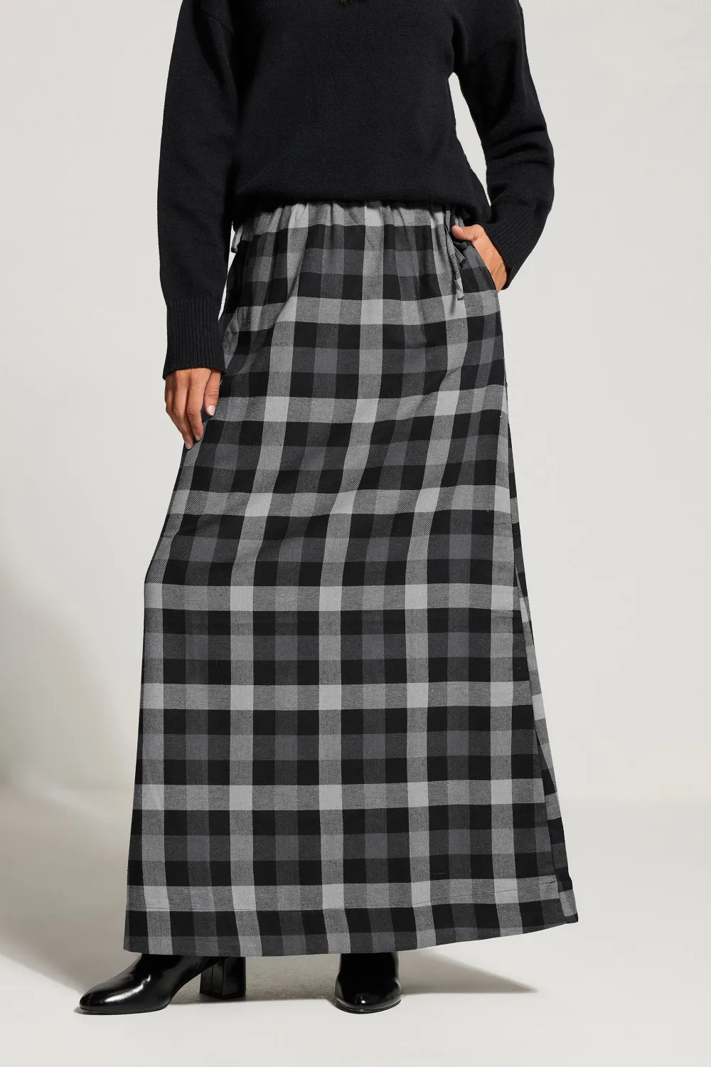 A-Line Plaid Maxi Skirt