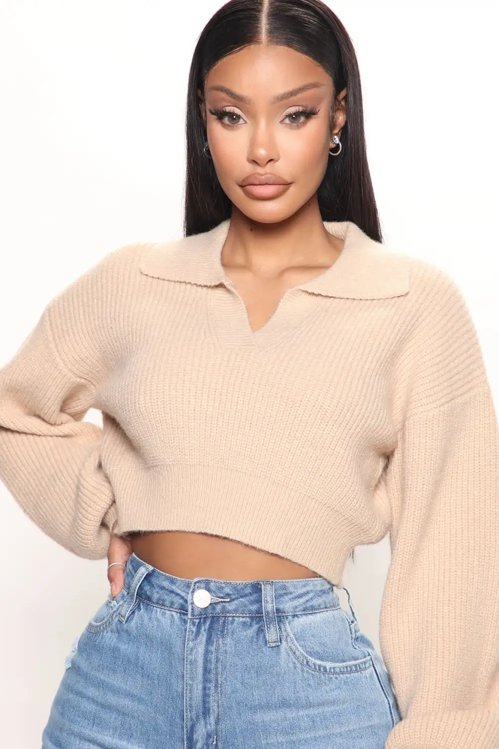 Got Me Going Collared Sweater - Taupe