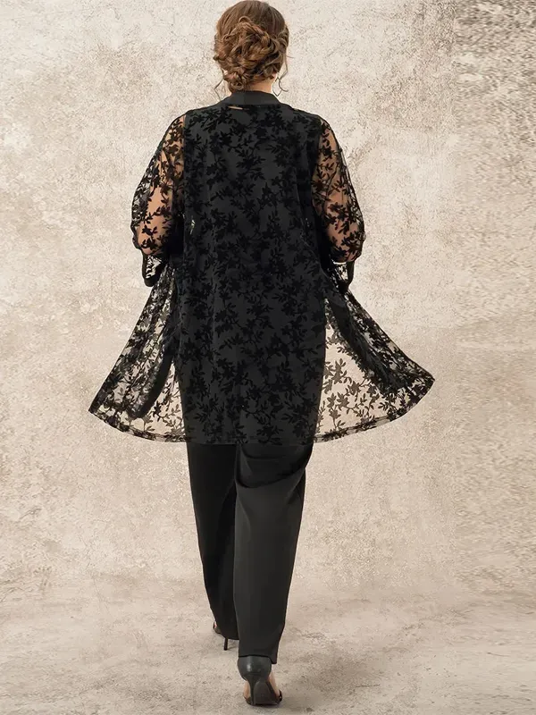 Sleeveless Printed Vest Solid Color Top Trousers Three-Piece Suit