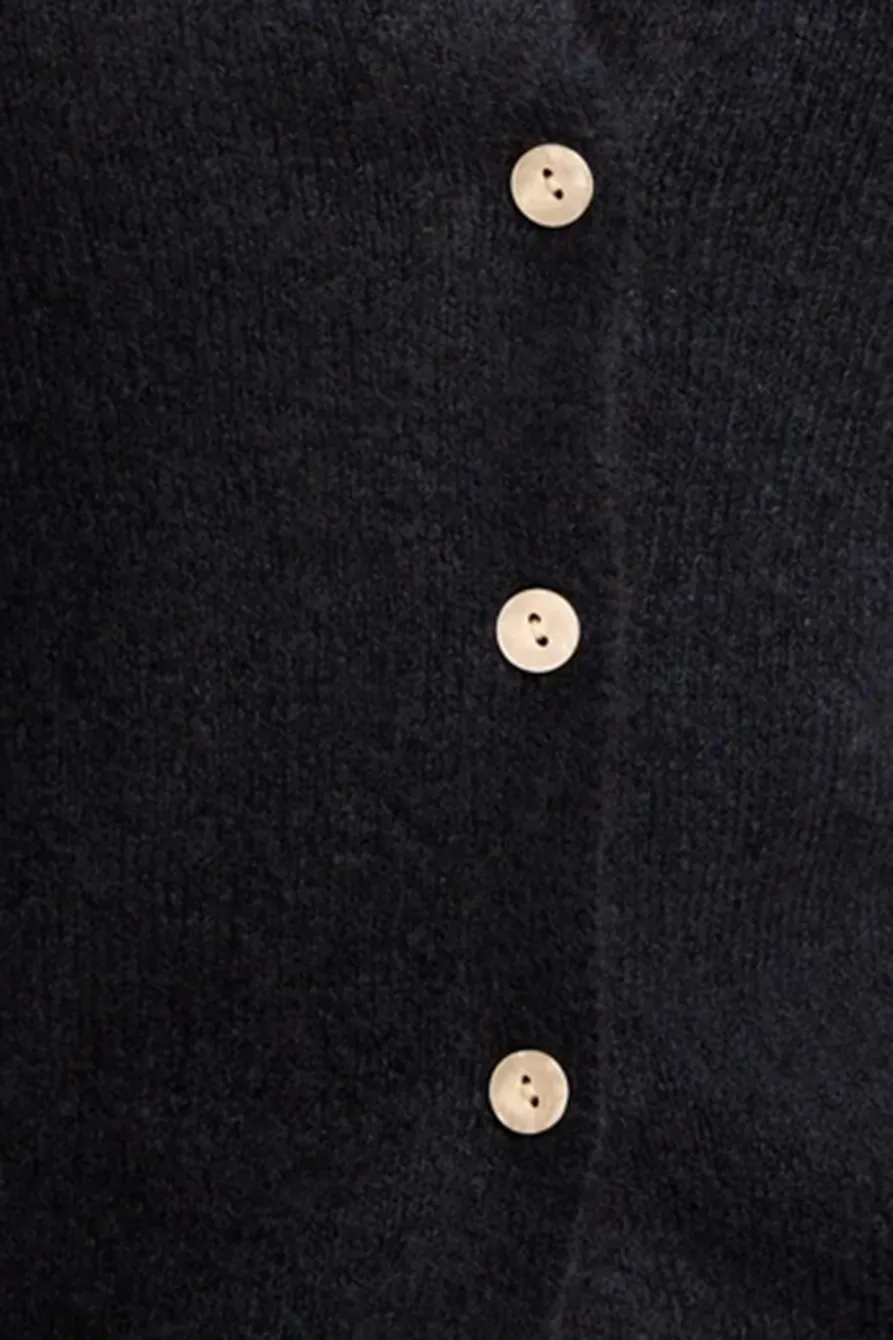 Cadet Navy Short Sleeve Puff Cardigan