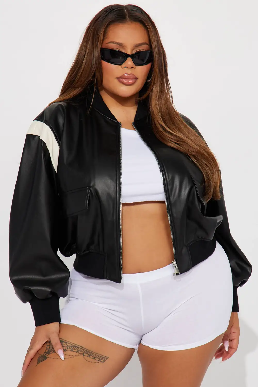 So Starstruck Faux Leather Bomber Jacket - Black