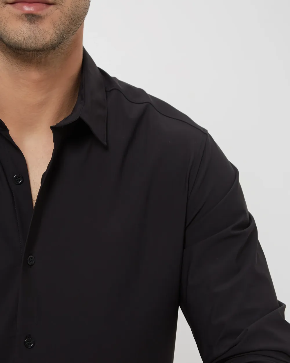 Simple And Comfortable Slim-Fit Breathable Black Shirt
