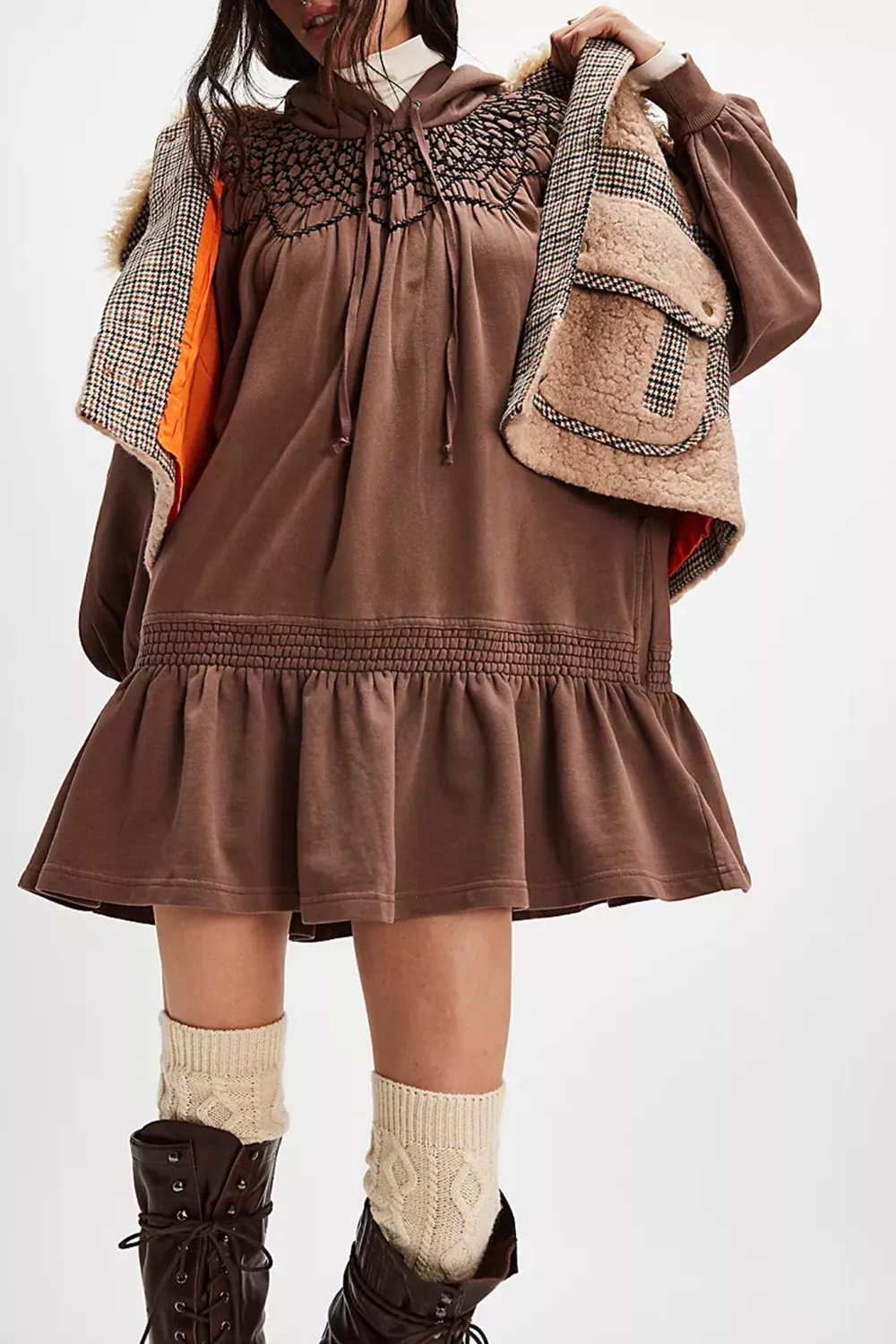 Smocked Waist Ruffled Mini Dress