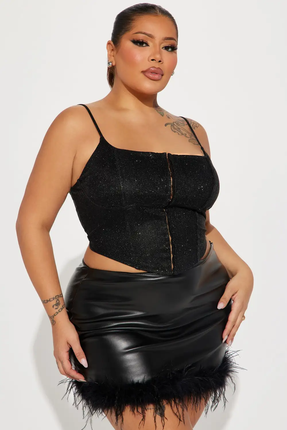 Party Never Stops Metallic Corset - Black