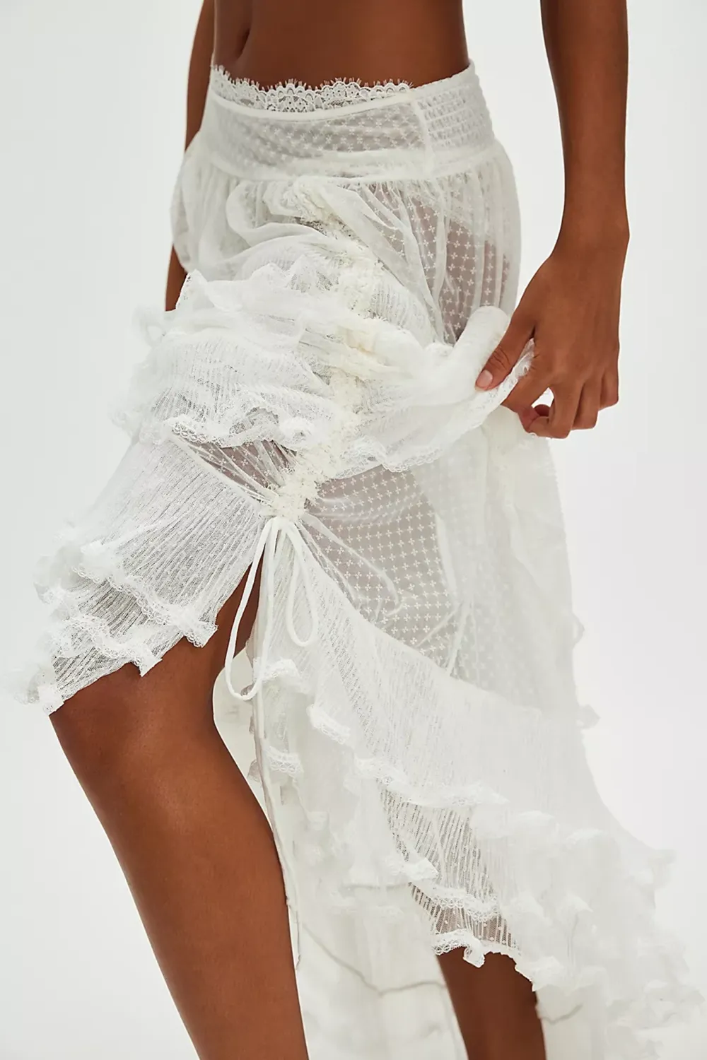 Sheer Ruffled Maxi Skirt