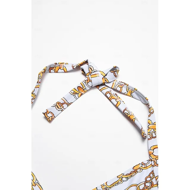 Criss Cross Front Print Removable Pad Swimsuit