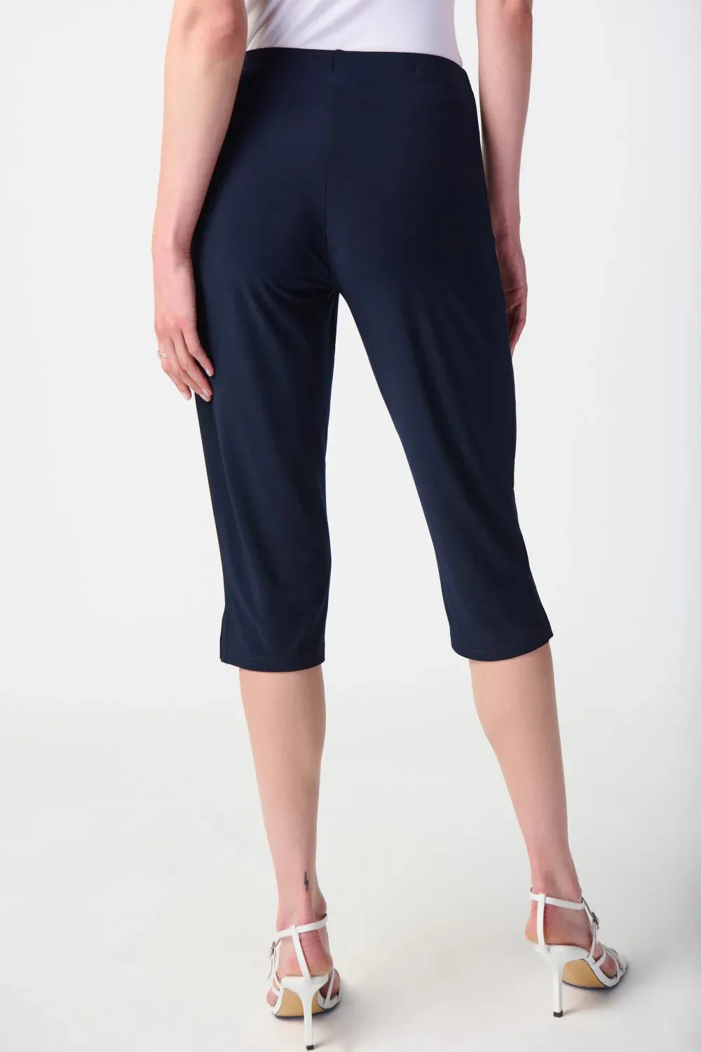 Navy Blue Cropped Cuffed Pants