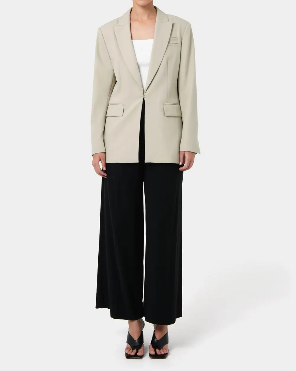Minimalist Cuff Design Tailored Blazer -Sand