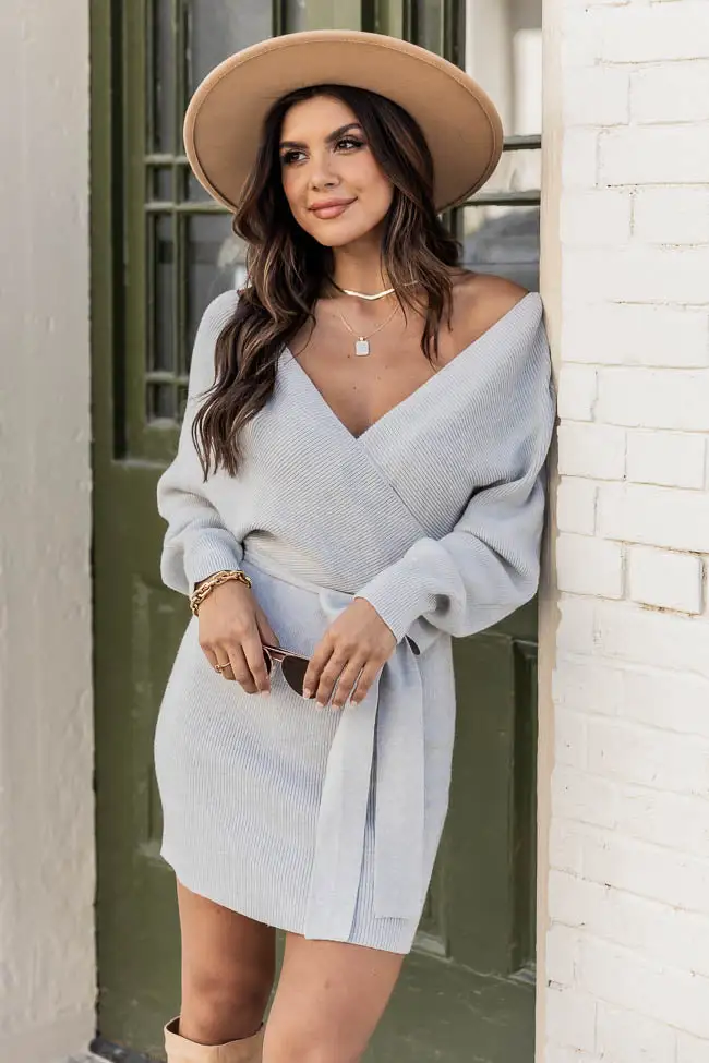 Talk Of The Town Grey Sweater Mini Dress FINAL SALE