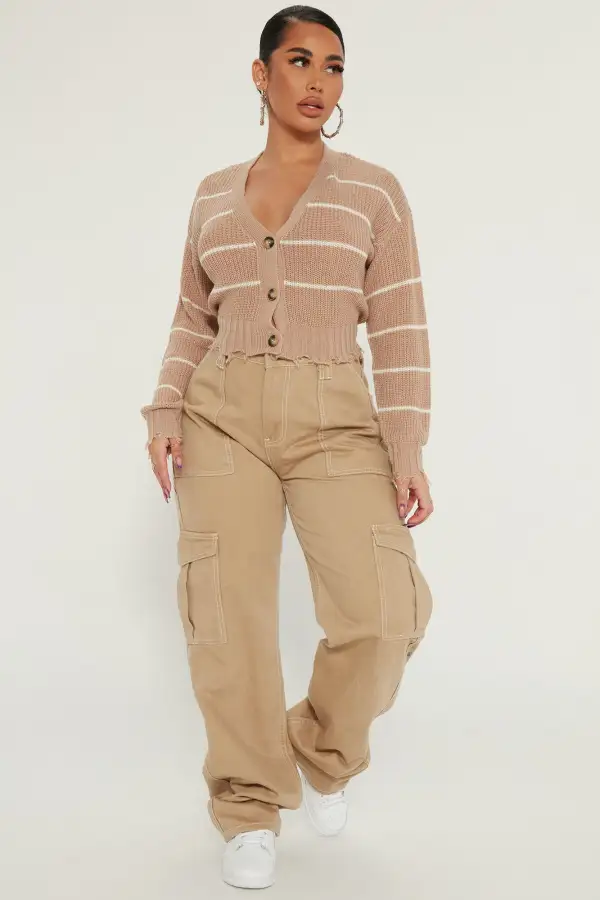 Seeing Stripes Cardigan - Taupe/combo