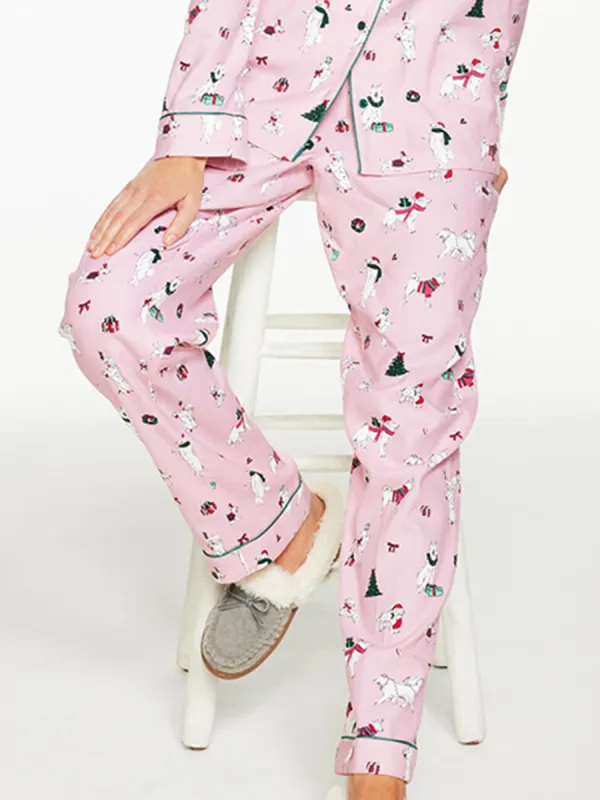 Women'S Cute Pink Christmas-Themed Pajama Set