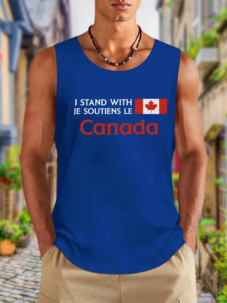 Men'S I Stand With Je Soutiens Le Canada Round Neck Cotton Vest