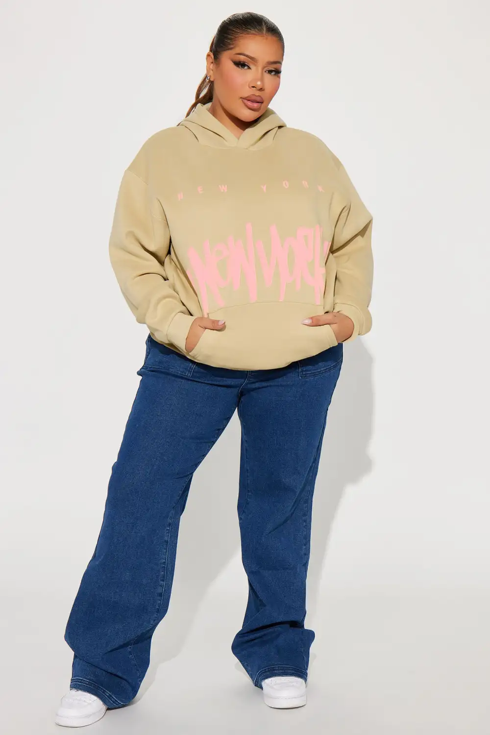 It's A New York Vibe Graphic Hoodie - Sand