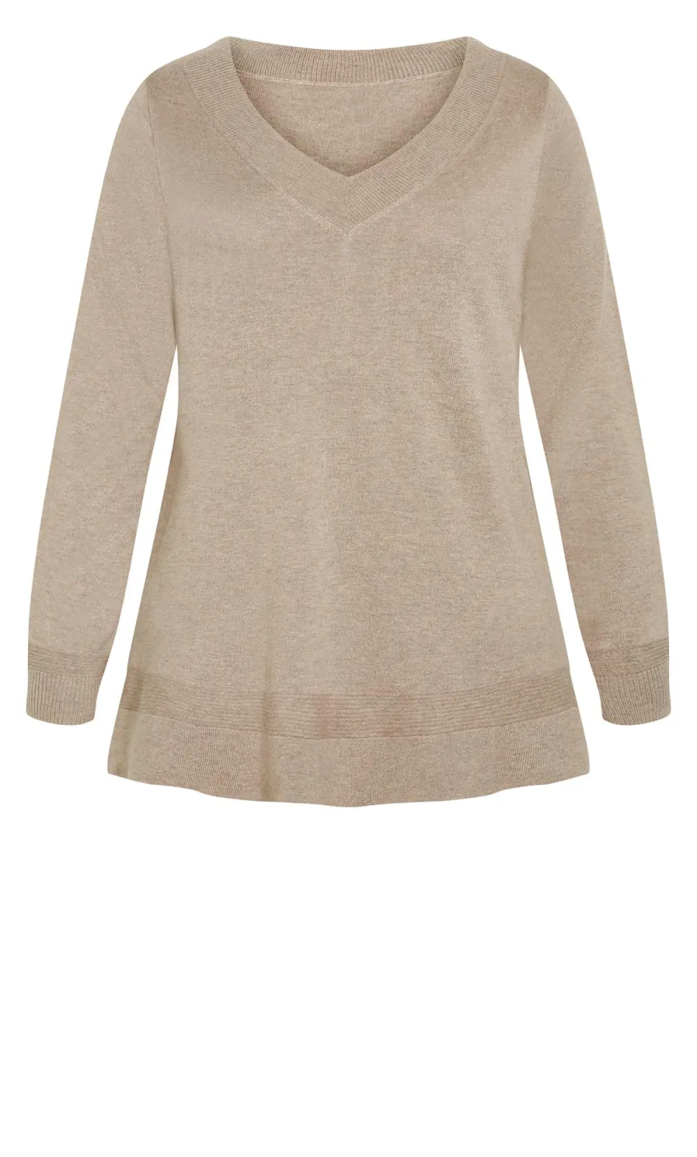 Evans Beige Brown V-Neck Knitted Jumper