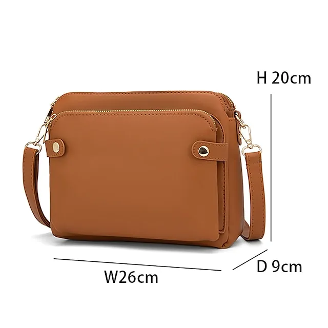Women's Crossbody Bag Shoulder Bag Satchel PU Leather Shopping Daily Zipper Adjustable Large Capacity Waterproof Solid Color Wine Red Black Brown