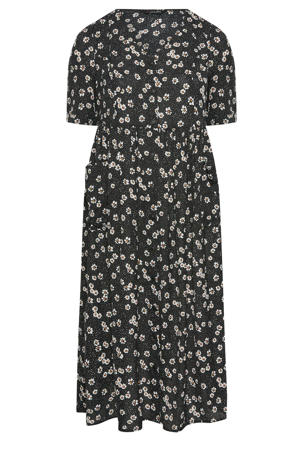 YOURS Curve Black Daisy Print Smock Dress