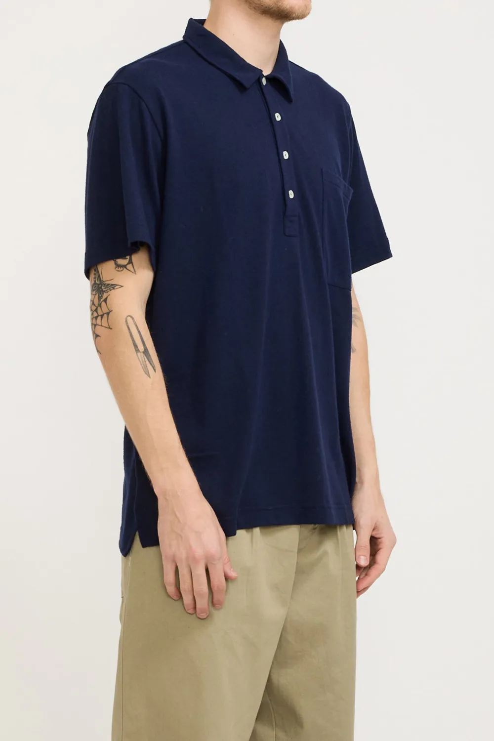 Pullover Shirt Navy Recycled Wool Mix