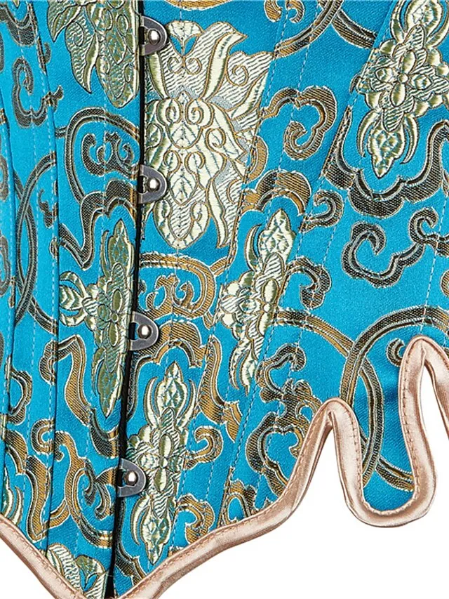 Corset Women's Corset Tops Party & Evening Club Black Blue Sexy Overbust Corset Hook & Eye Lace Up Retro Tummy Control Push Up Flower Fall Winter