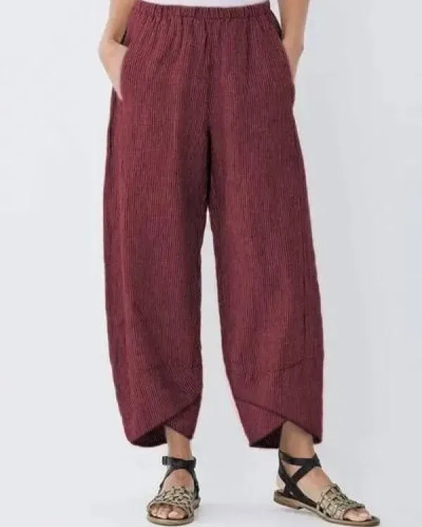 Summer Plain Casual Capri Pants With Pockets
