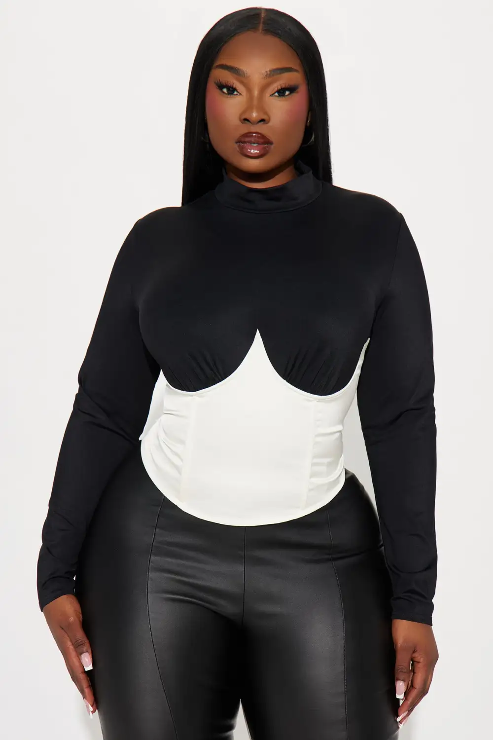 Hailey Satin Corset Top - Black/combo