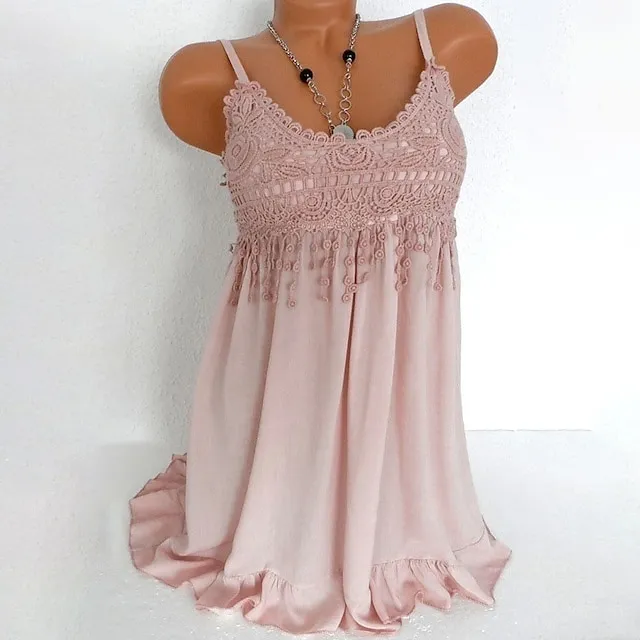 Women's Plus Size Tank Top Camisole Summer Tops Solid Color White Blue Green Lace Ruffle Sleeveless Daily Weekend Holiday Casual Strap Regular Fit Summer Spring