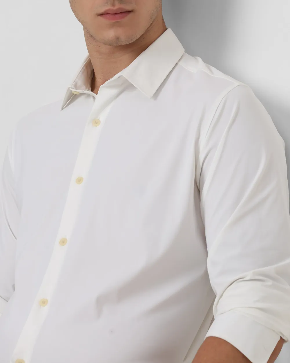 Leisure Soft And Comfortable Slim-Fit Dark White Shirt