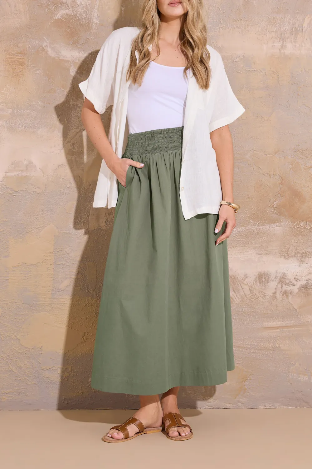 Plain Wide Waistband Skirt