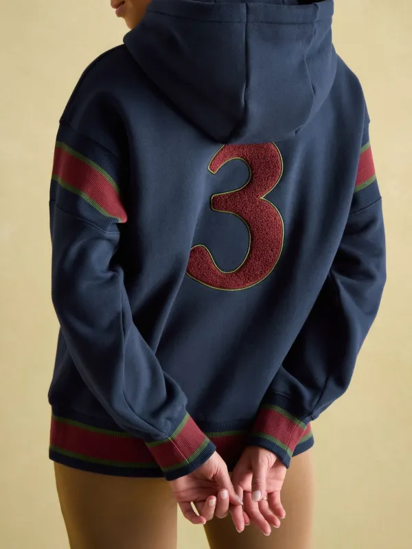 Navy blue Embellished Hoodie