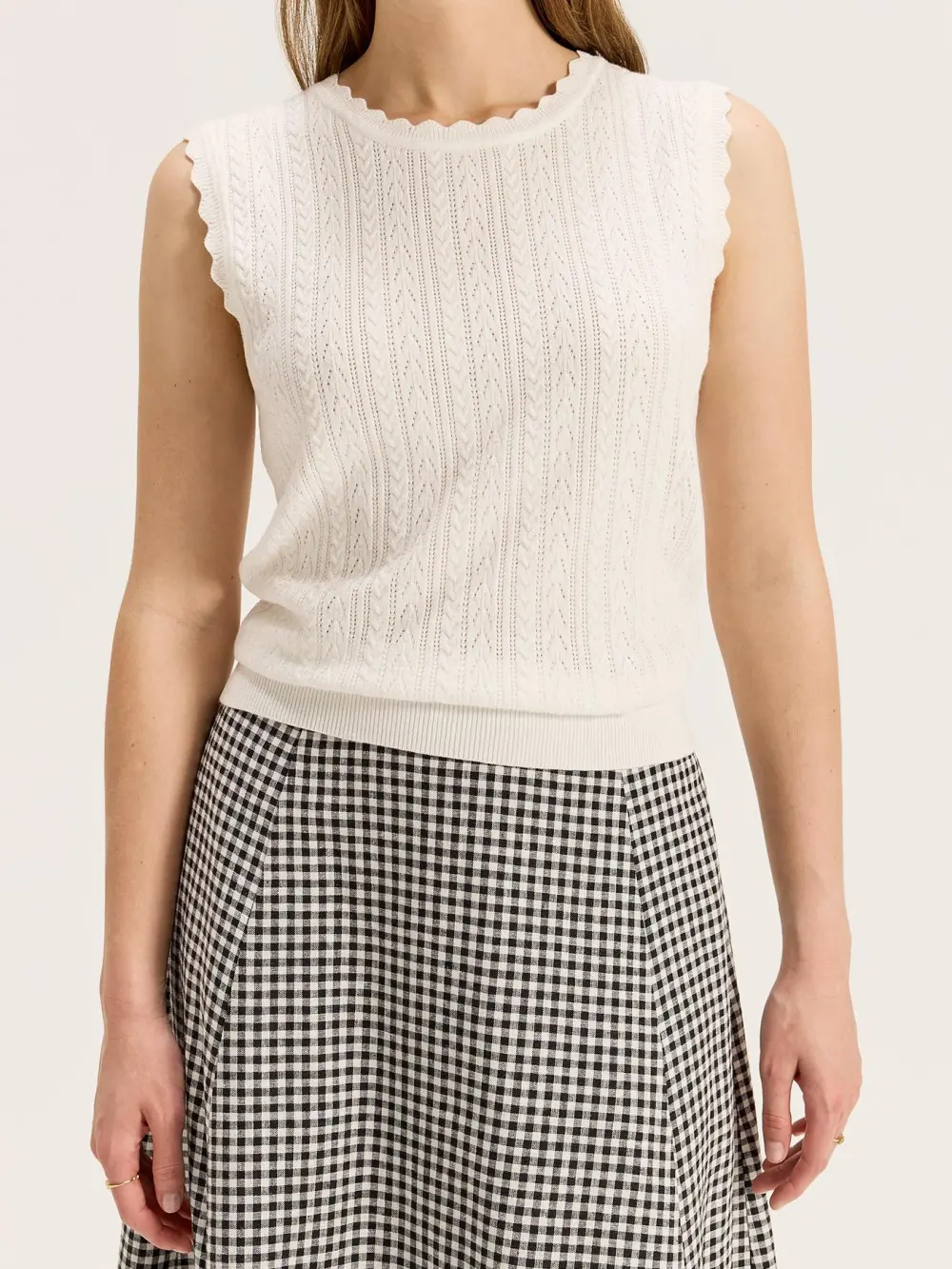 Ivory Hollow Knit Vest Top