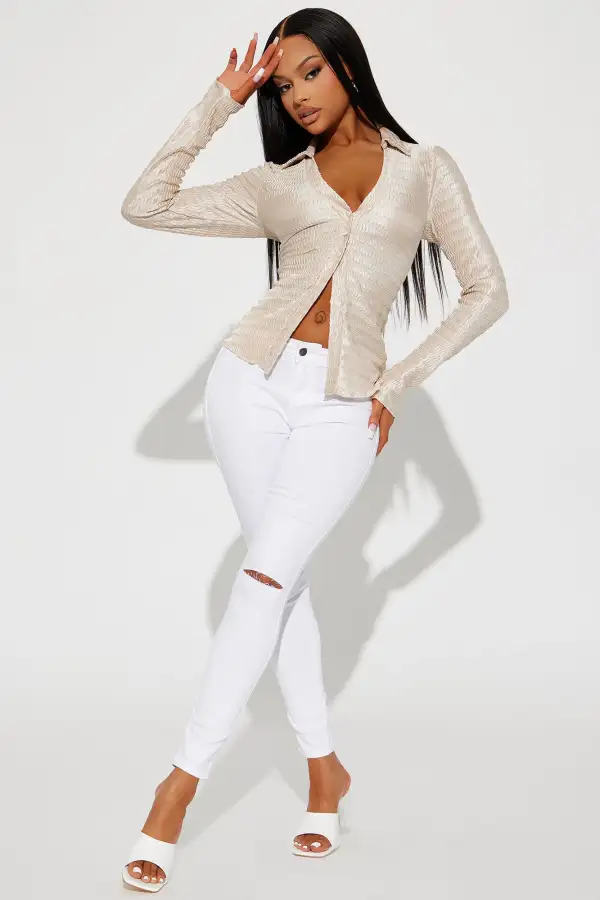 Feel My Love Plisse Shirt - Taupe