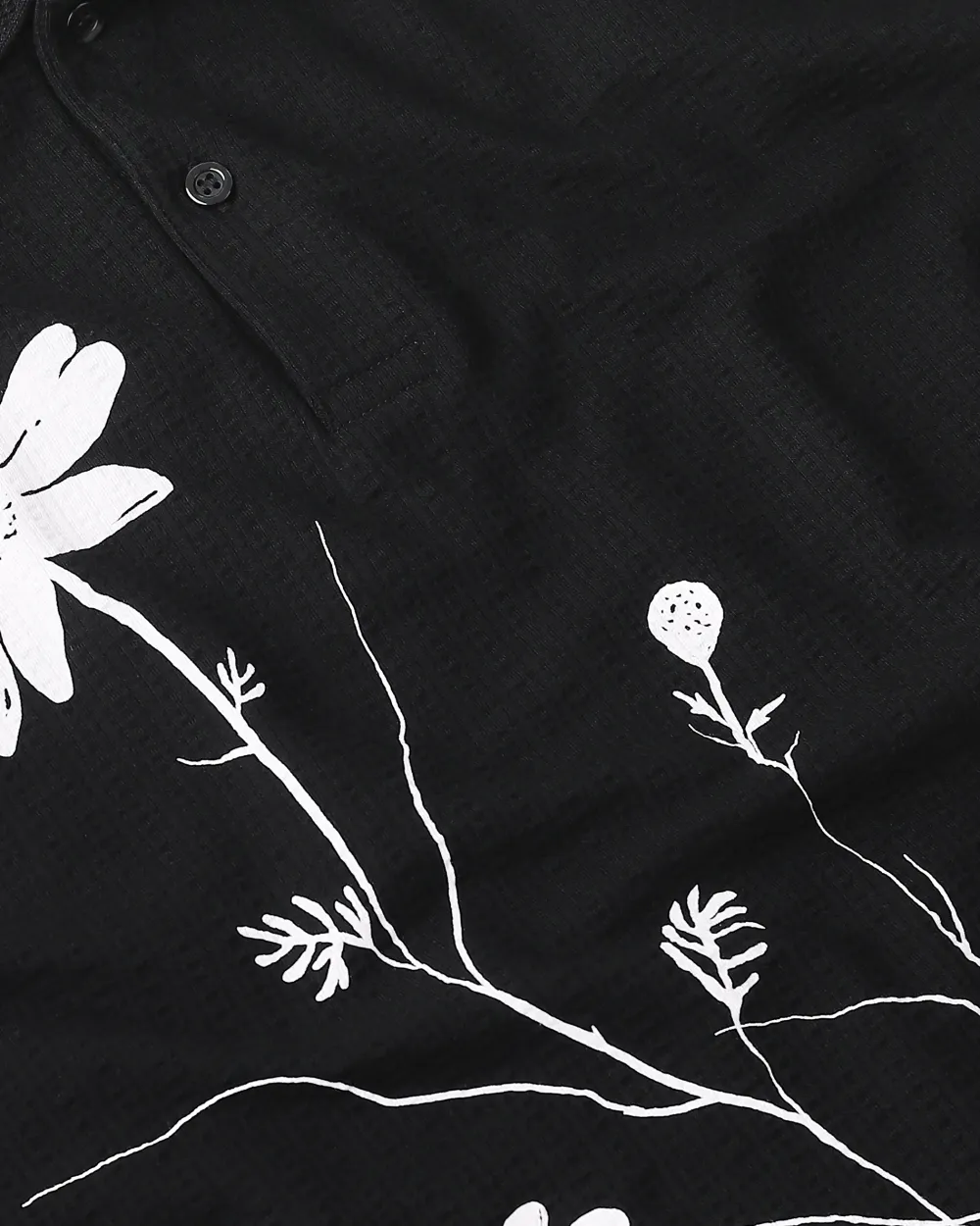 Minimalist Vintage Black Daisy Personality Polo Shirt