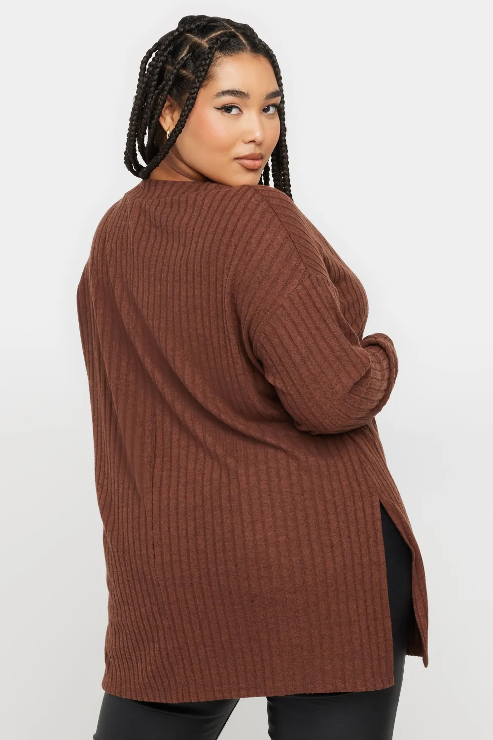 YOURS Curve Rust Orange Side Split High Neck Jumper