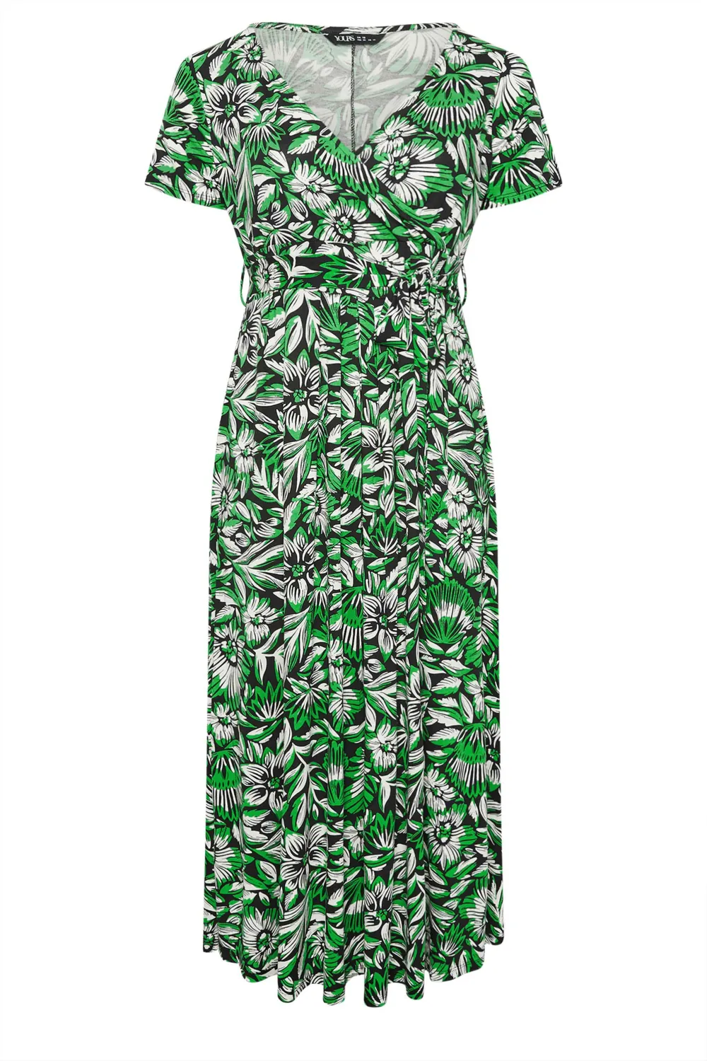 YOURS Curve Green Leaf Print Tiered Maxi Dress