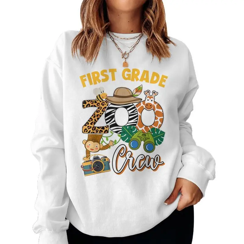 First Grade Zoo Field Trip Squad Matching Teacher Students Women Sweatshirt