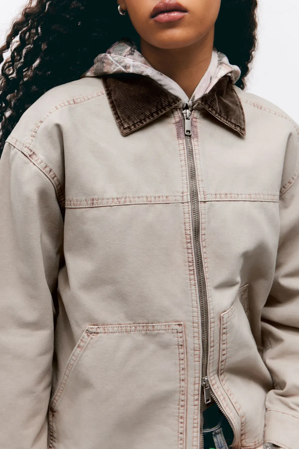 Zip Up Drop Shoulder Jacket