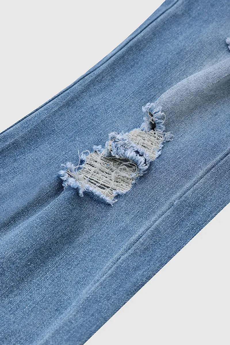 Ladder Ripped Low Rise Skinny Jeans