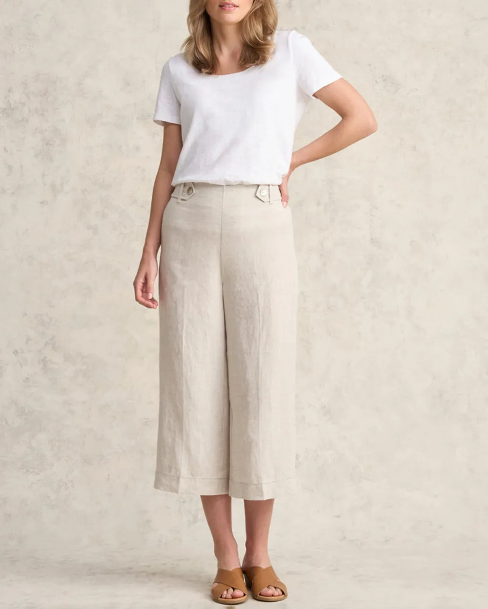Mid Waist Linen Pants