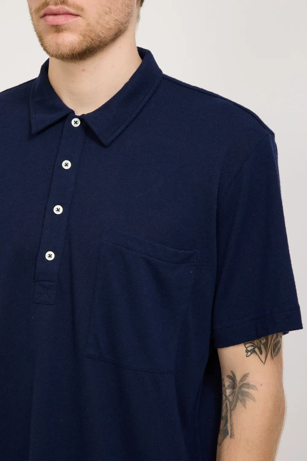 Pullover Shirt Navy Recycled Wool Mix