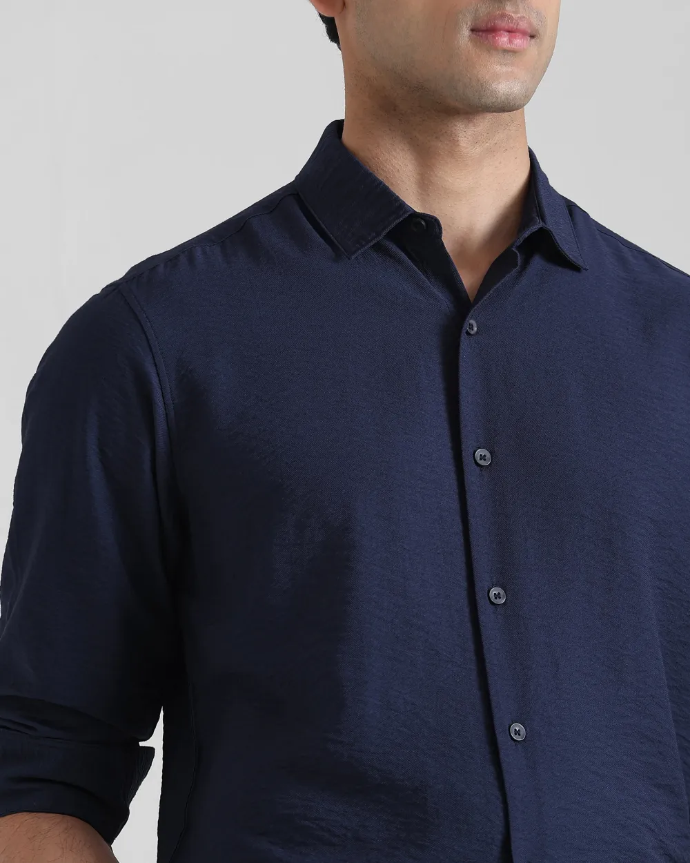Leisure Simple Comfortable Slim-Fit Breathable Navy Shirt