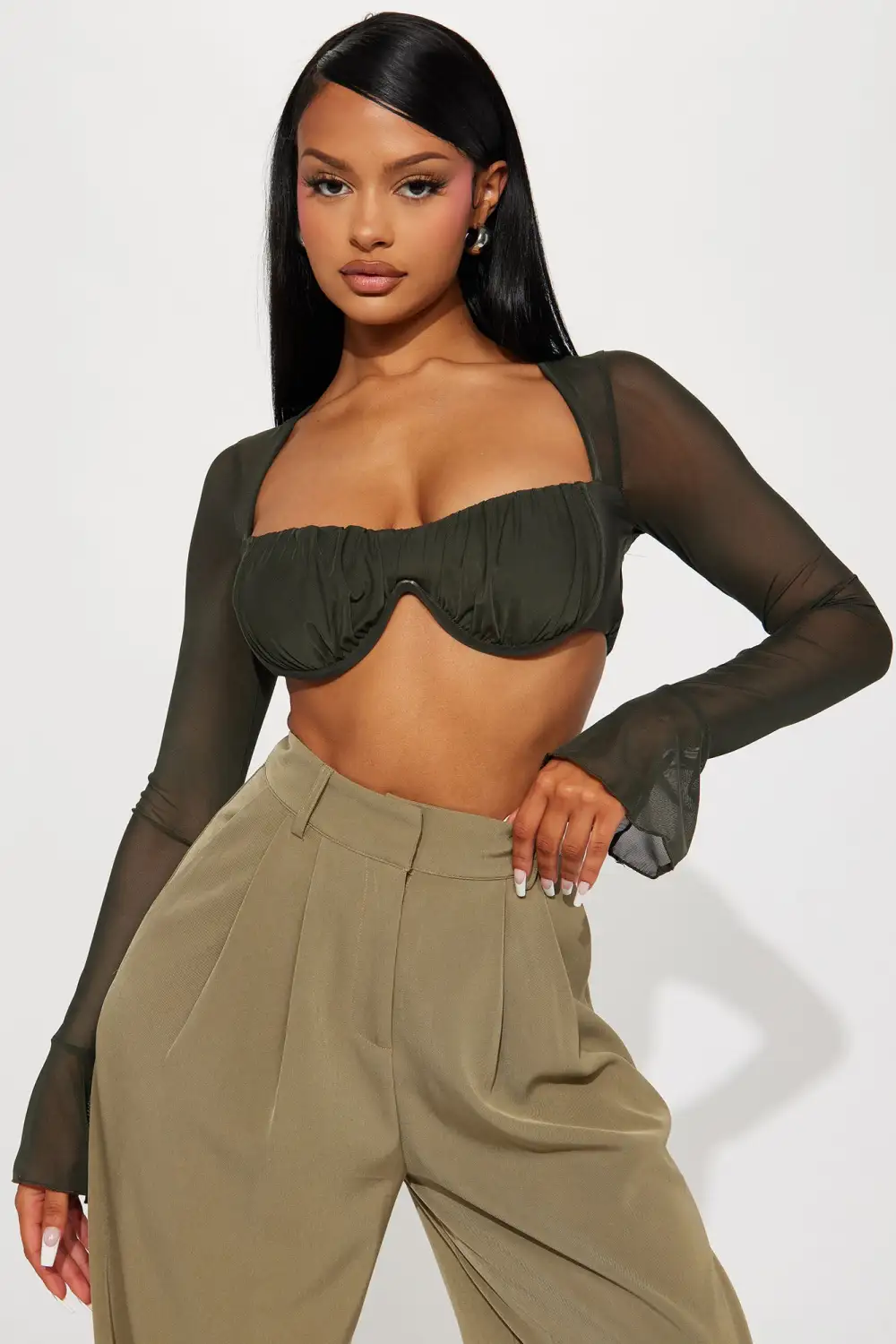 Aurora Mesh Top - Olive