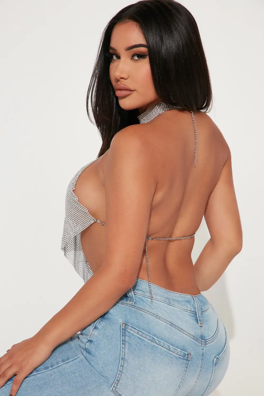 Got The Bling Rhinestone Halter Top - Silver