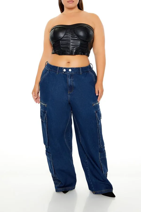 Plus Size Faux Leather Tube Top