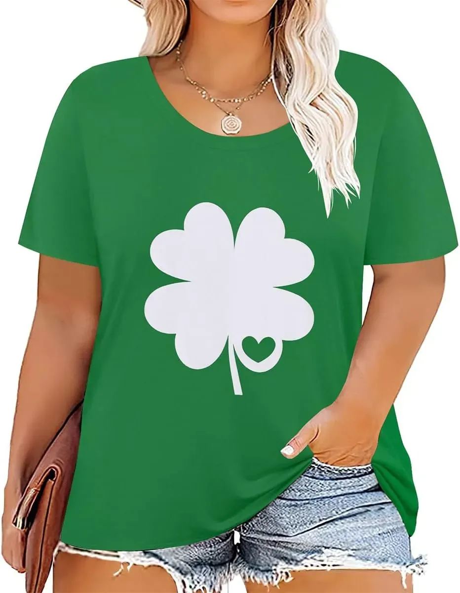 TIYOMI Plus Size T Shirt for Women Short Sleeve Tunic Cross Line Shirts Round Neck Tops Summer Blouse XL-5XL 14-28