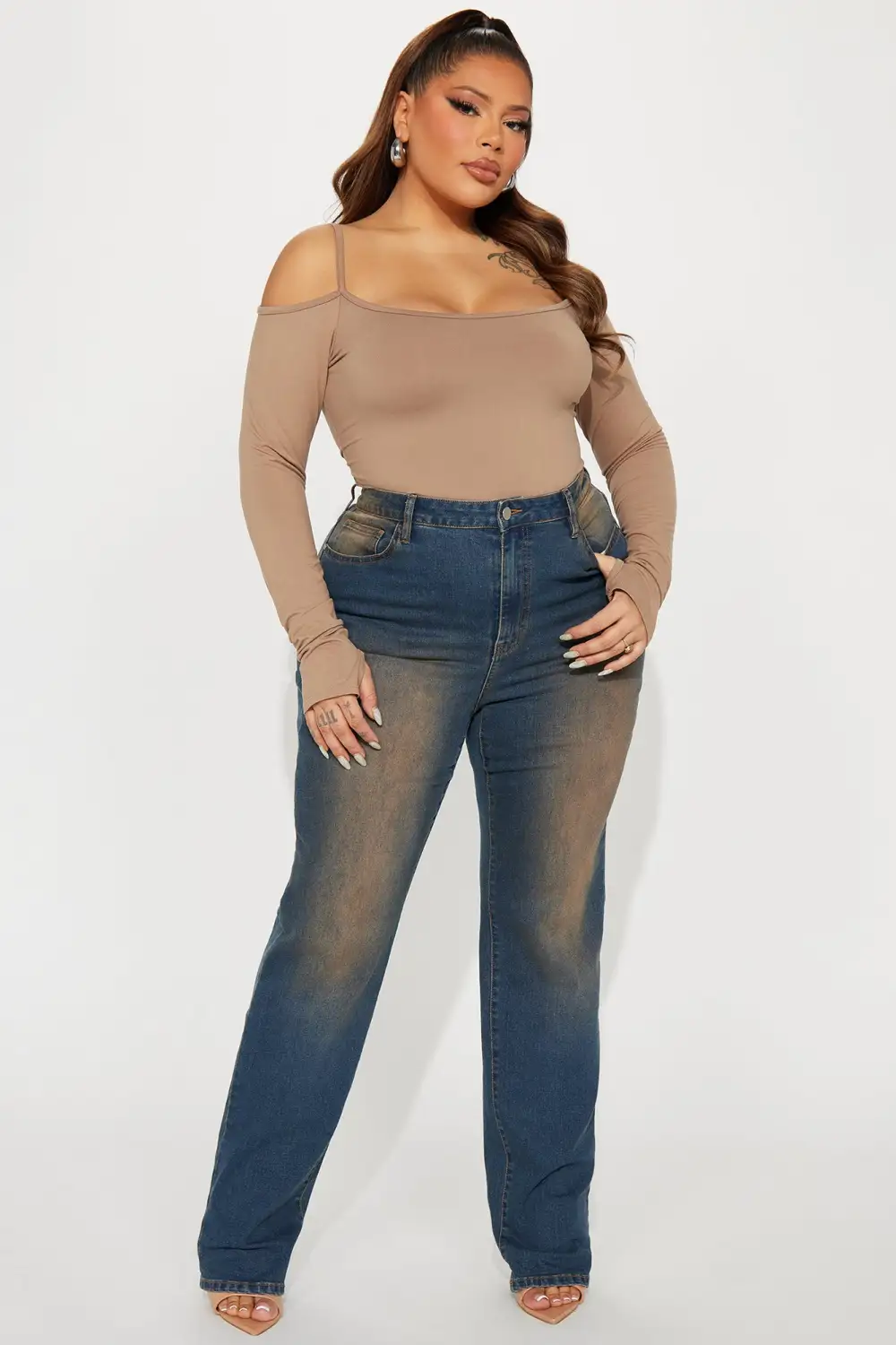 Dani Off Shoulder Bodysuit - Taupe