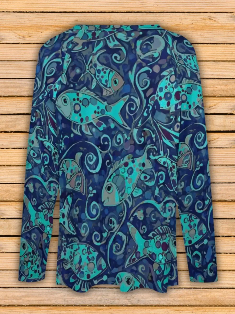 Fish Print Long Sleeve T-Shirt