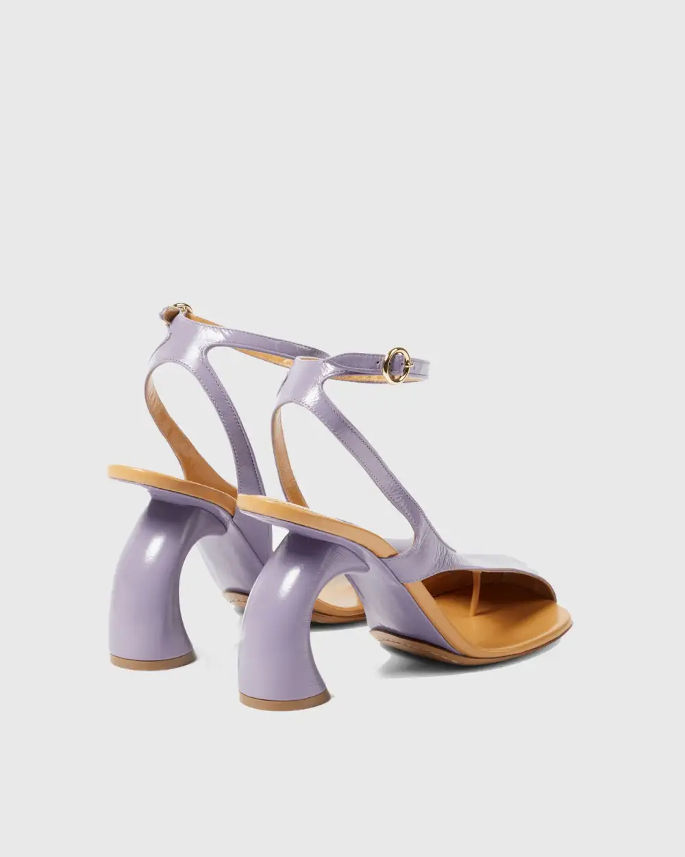 Split Toe Flared Heel Sandals in Purple