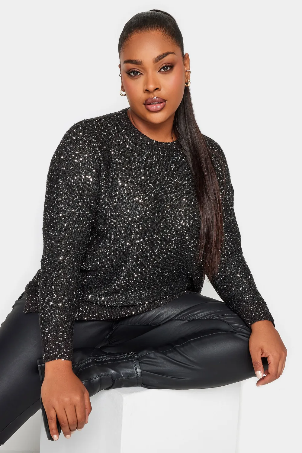 YOURS Curve Black Sequin Embellished Jumper